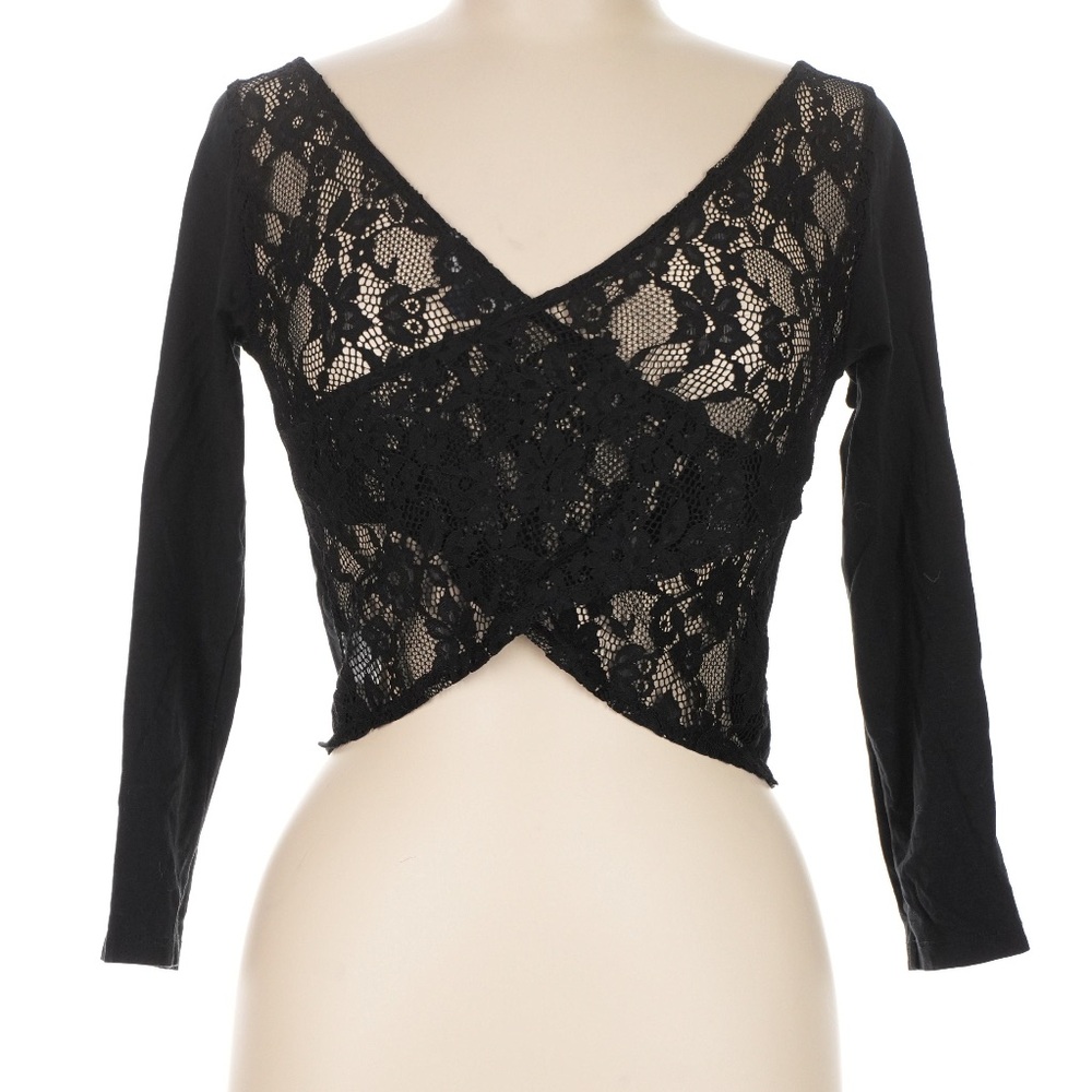 Black Lace Wrap Top